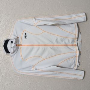 FILA XS White/Orange Full Zip Sweater